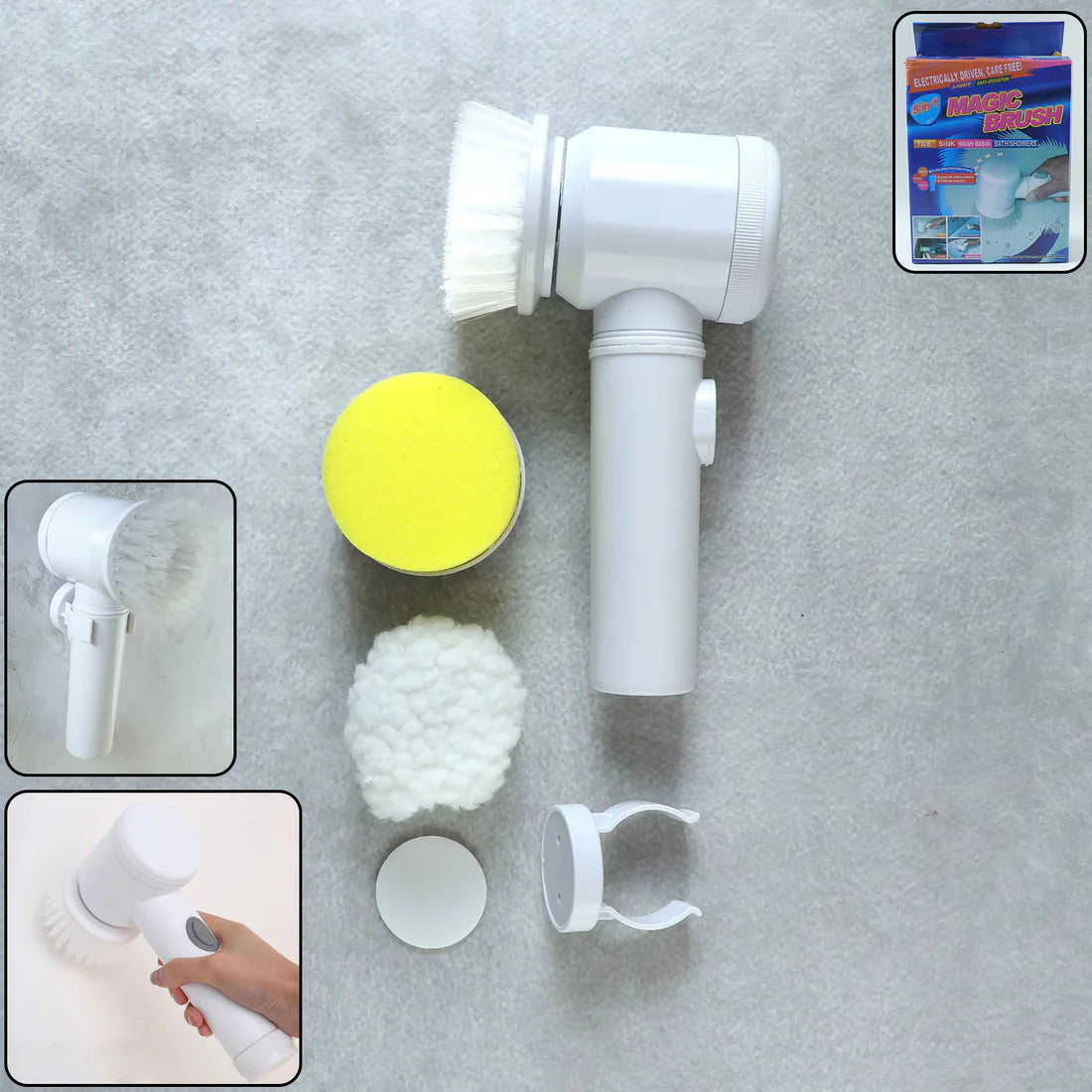 5 in 1 electric cleaning spin brush with multiple replaceable heads