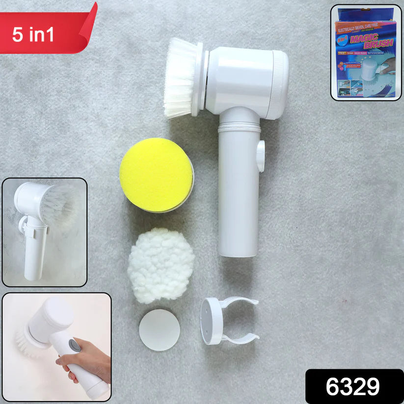 5 in 1 electric cleaning spin brush with multiple replaceable heads